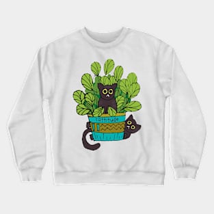 Black cats in planter Crewneck Sweatshirt